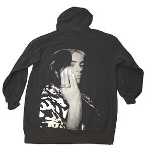 Billie Eilish Hoodie Mens Small H&M Divided Graphic Pullover Sweatshirt Pop Band
